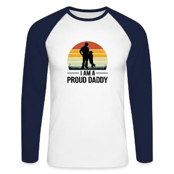 Meilleur monde Père Père Couple Couples Parents Papa papa - T-shirt baseball manches longues Homme - blanc/marine - Devant - Nik (191cm)