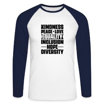 Gay Heart Gay Lesbienne Lesbienne Cadeau - T-shirt baseball manches longues Homme - blanc/marine - Devant - Nik (191cm)
