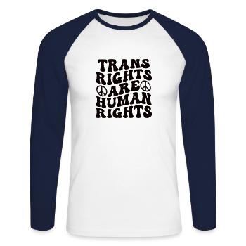Androgyn Bisexual Gender Gay Trans Binary - Unisex Long Sleeve Baseball T-Shirt - white/navy - Front - Nik (191cm)