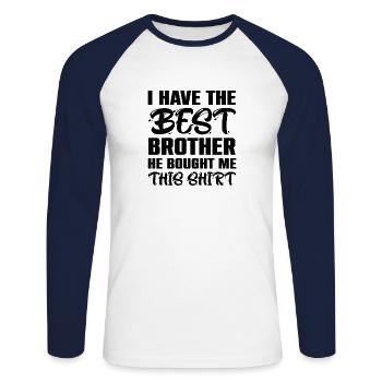 Bruderherz Bester Bruder der Welt Geschenkidee - Unisex Baseballshirt langarm - Weiß/Navy - Vorne - Nik (191cm)