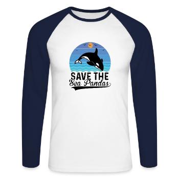 Orca Meeresbiologe Schwertwal Killerwal - Unisex Baseballshirt langarm - Weiß/Navy - Vorne - Nik (191cm)