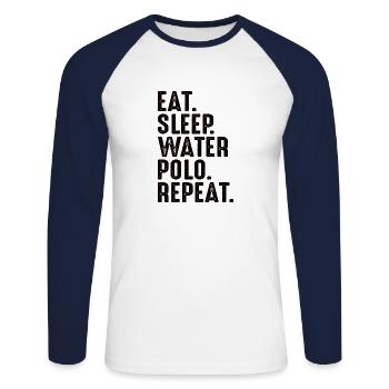 Water Polo Joueur de water-polo Sports Sports De balle Sports - T-shirt baseball manches longues Homme - blanc/marine - Devant - Nik (191cm)