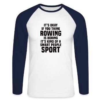 Rowing Trainer Gift Rower Rowing Boat Paddle - Unisex Long Sleeve Baseball T-Shirt - white/navy - Front - Nik (191cm)