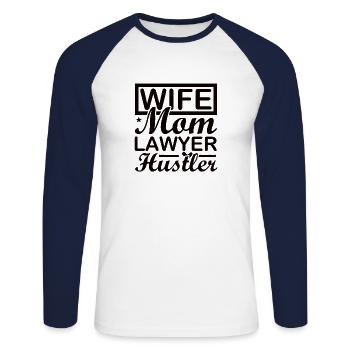 Avocat Mama Avocat Avocat Droit Mère - T-shirt baseball manches longues Homme - blanc/marine - Devant - Nik (191cm)