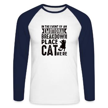 Les vrais hommes aiment les chats chat homme chat père - T-shirt baseball manches longues Homme - blanc/marine - Devant - Nik (191cm)