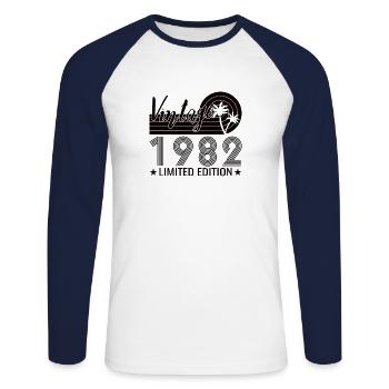 Jahrgang 1982 geboren Retro 1982 Geburtstag - Unisex Baseballshirt langarm - Weiß/Navy - Vorne - Nik (191cm)