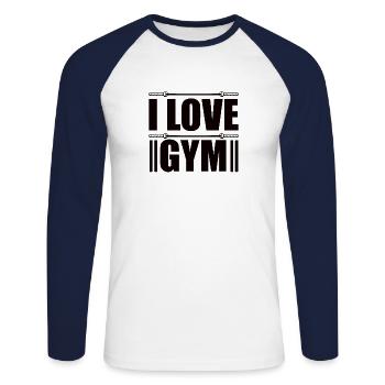 Fitness Muscle Squats Deadlift Athlete Sport - Unisex Long Sleeve Baseball T-Shirt - white/navy - Front - Nik (191cm)