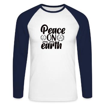 Paix Paix Amour Paix Mondiale Paix - T-shirt baseball manches longues Homme - blanc/marine - Devant - Nik (191cm)