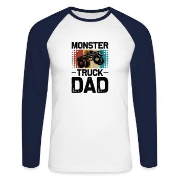 Monster Truck Monster Truck Papa Père Cadeau - T-shirt baseball manches longues Homme - blanc/marine - Devant - Nik (191cm)