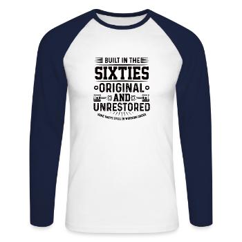 Fabriqué dans les années 60 cadeau anniversaire des années 1960 - T-shirt baseball manches longues Homme - blanc/marine - Devant - Nik (191cm)