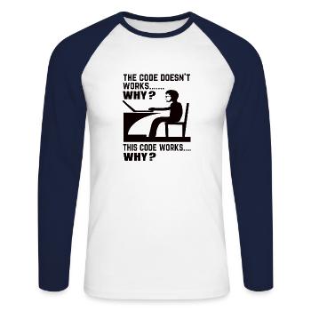 Softwareentwickler Programmierer Geschenk - Unisex Baseballshirt langarm - Weiß/Navy - Vorne - Nik (191cm)