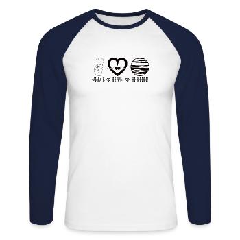 Jupiter Planet Universum Weltall Astrologie - Unisex Baseballshirt langarm - Weiß/Navy - Vorne - Nik (191cm)