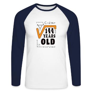 12 Geburtstag 144 Wurzel Jahre alt Geschenk - Unisex Baseballshirt langarm - Weiß/Navy - Vorne - Nik (191cm)