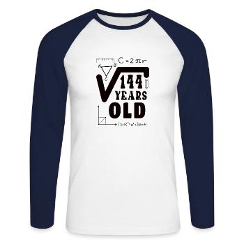 12 Geburtstag 144 Wurzel Jahre alt Geschenk - Unisex Baseballshirt langarm - Weiß/Navy - Vorne - Nik (191cm)