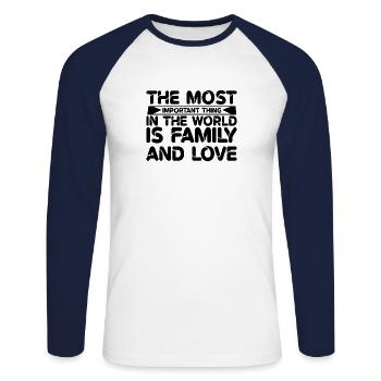 Familienmensch Opa Oma Familienfeier Enkel Kinder - Unisex Baseballshirt langarm - Weiß/Navy - Vorne - Nik (191cm)