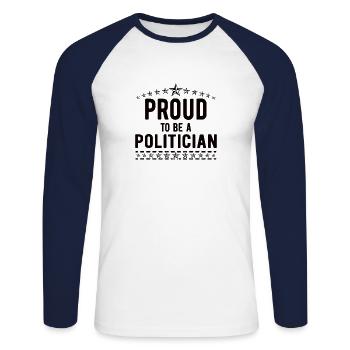 Politicien Politique Politique Élections des maires - T-shirt baseball manches longues Homme - blanc/marine - Devant - Nik (191cm)
