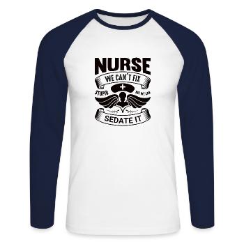 Physician Assistant Nurse Medical Practice Needle - Unisex Long Sleeve Baseball T-Shirt - white/navy - Front - Nik (191cm)