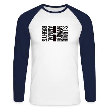 Animal welfare Nature conservation Respect animal rights - Unisex Long Sleeve Baseball T-Shirt - white/navy - Front - Nik (191cm)