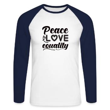 Paix Paix Amour Paix Mondiale Paix - T-shirt baseball manches longues Homme - blanc/marine - Devant - Nik (191cm)