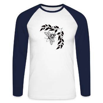 Bee - Unisex Long Sleeve Baseball T-Shirt - white/navy - Front - Nik (191cm)