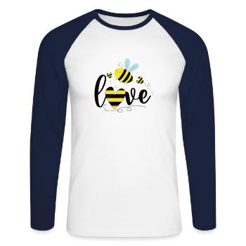Bee - Unisex Long Sleeve Baseball T-Shirt - white/navy - Front - Nik (191cm)