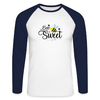Bee - Unisex Long Sleeve Baseball T-Shirt - white/navy - Front - Nik (191cm)