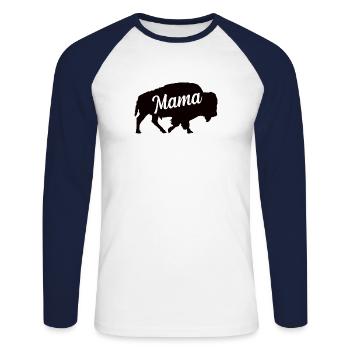 Buffalo ox mom family children bison beef - Unisex Long Sleeve Baseball T-Shirt - white/navy - Front - Nik (191cm)