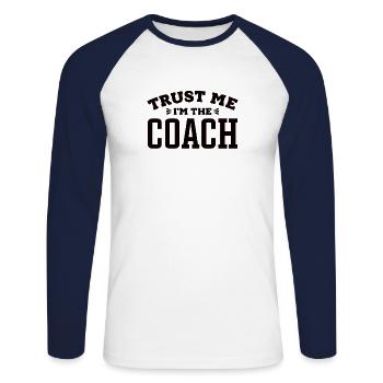 Coach Handball Football Badminton Tennis - Unisex Long Sleeve Baseball T-Shirt - white/navy - Front - Nik (191cm)