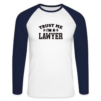 Avocat Profession Avocat Avocat Droit - T-shirt baseball manches longues Homme - blanc/marine - Devant - Nik (191cm)