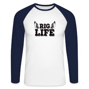 Oil rig oil gas workers drilling oil platform - Unisex Long Sleeve Baseball T-Shirt - white/navy - Front - Nik (191cm)