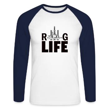 Oil rig oil gas workers drilling oil platform - Unisex Long Sleeve Baseball T-Shirt - white/navy - Front - Nik (191cm)
