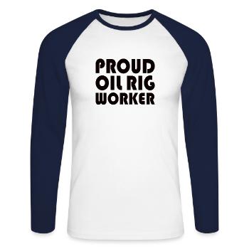Oil rig oil gas workers drilling oil platform - Unisex Long Sleeve Baseball T-Shirt - white/navy - Front - Nik (191cm)