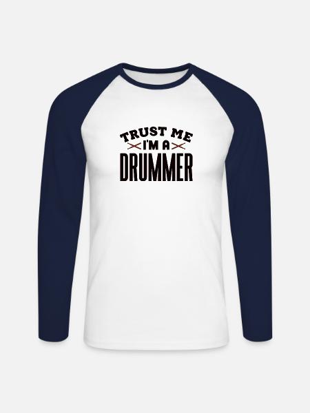 Drummer Drums Musicians - Unisex Long Sleeve Baseball T-Shirt - white/navy