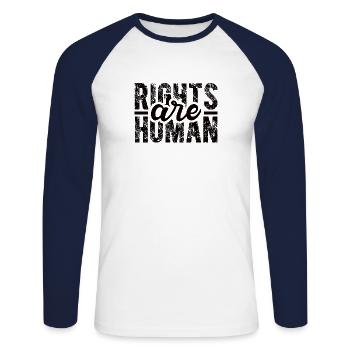 Human Rights Politics Freedom Demonstrating - Unisex Long Sleeve Baseball T-Shirt - white/navy - Front - Nik (191cm)