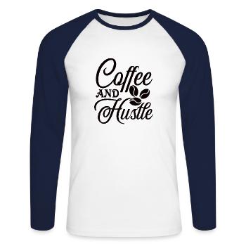 Coffee Work Morning Work Gift - Unisex Long Sleeve Baseball T-Shirt - white/navy - Front - Nik (191cm)