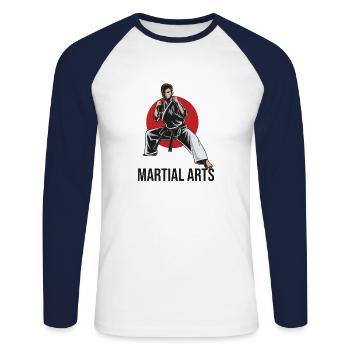 Arts martiaux mixtes Arts martiaux MMA Fighter Boxer - T-shirt baseball manches longues Homme - blanc/marine - Devant - Nik (191cm)