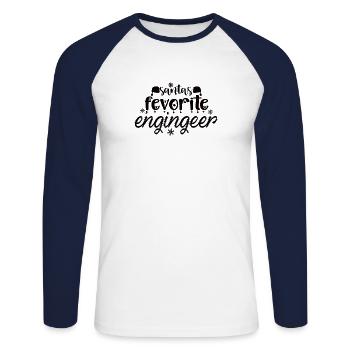 Santa's dearest engineer gift - Unisex Long Sleeve Baseball T-Shirt - white/navy - Front - Nik (191cm)