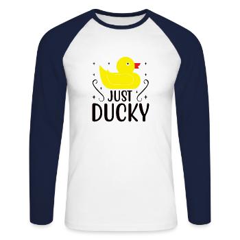 Entenfamilie Gummienten Badeente Entchen - Unisex Baseballshirt langarm - Weiß/Navy - Vorne - Nik (191cm)