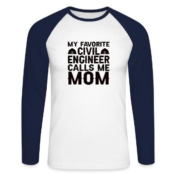 Bauingenieur Brückenbau Statik Sohn Mama Ingenieur - Unisex Baseballshirt langarm - Weiß/Navy - Vorne - Nik (191cm)