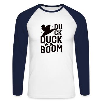 Chasse Chasseur Forêt Sauvage Chasse Canard Nature Cadeau - T-shirt baseball manches longues Homme - blanc/marine - Devant - Nik (191cm)