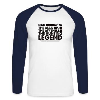 Hunter Papa Son Père Chasse Chasse - T-shirt baseball manches longues Homme - blanc/marine - Devant - Nik (191cm)