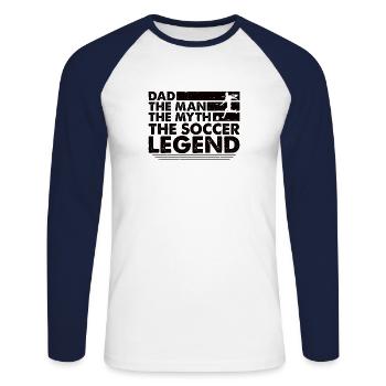 Vater Fußball Papa Fußballspieler - Unisex Baseballshirt langarm - Weiß/Navy - Vorne - Nik (191cm)