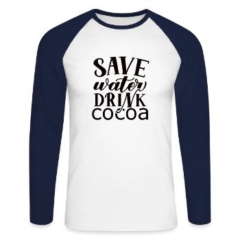 Je suis un buveur de chocolat chaud Choco Drink - T-shirt baseball manches longues Homme - blanc/marine - Devant - Nik (191cm)