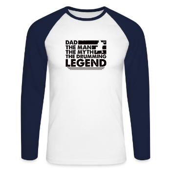 Batteur Père Batteur Batteur Papa - T-shirt baseball manches longues Homme - blanc/marine - Devant - Nik (191cm)