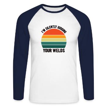 Welder Profession Heat Steel Gas TIG MAG Welding - Unisex Long Sleeve Baseball T-Shirt - white/navy - Front - Nik (191cm)