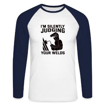 Welder Profession Heat Steel Gas TIG MAG Welding - Unisex Long Sleeve Baseball T-Shirt - white/navy - Front - Nik (191cm)