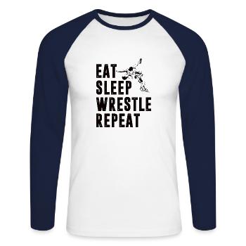 Lutte Lutte Cadeau de lutteur lutteur - T-shirt baseball manches longues Homme - blanc/marine - Devant - Nik (191cm)