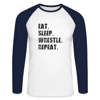 Wrestling Ringen Wrestler Ringer Geschenk - Unisex Baseballshirt langarm - Weiß/Navy - Vorne - Nik (191cm)