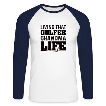 La grand-mère de la grand-mère de golf - T-shirt baseball manches longues Homme - blanc/marine - Devant - Nik (191cm)