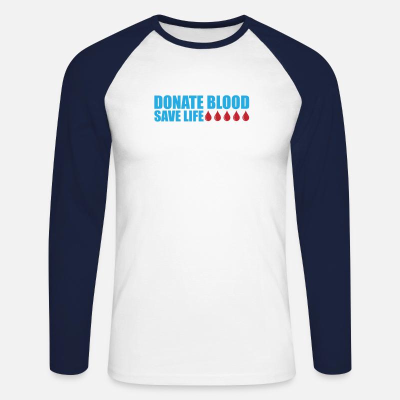 Blutspende Blutspenden Blutspender - Unisex Baseballshirt langarm - Weiß/Navy